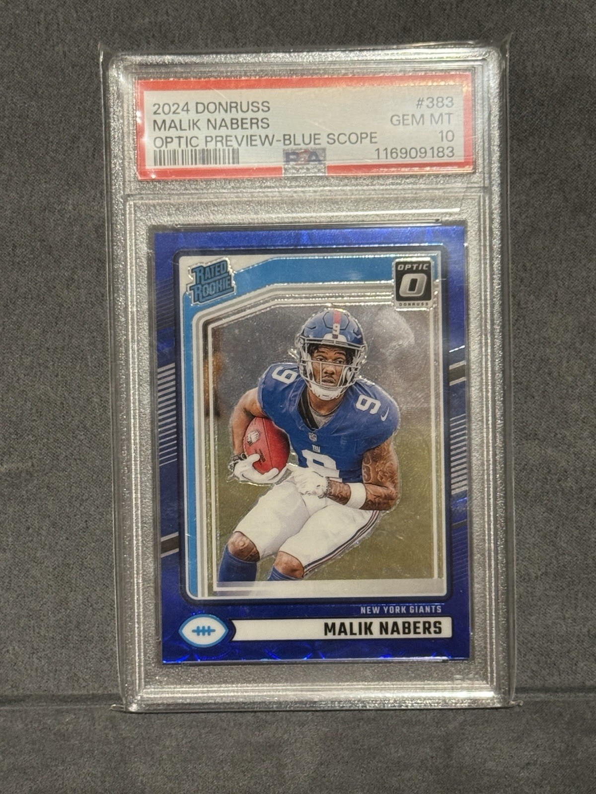 2024 Panini Donruss - Rookie Malik Nabers #383 Optic Preview Blue Scope PSA 10