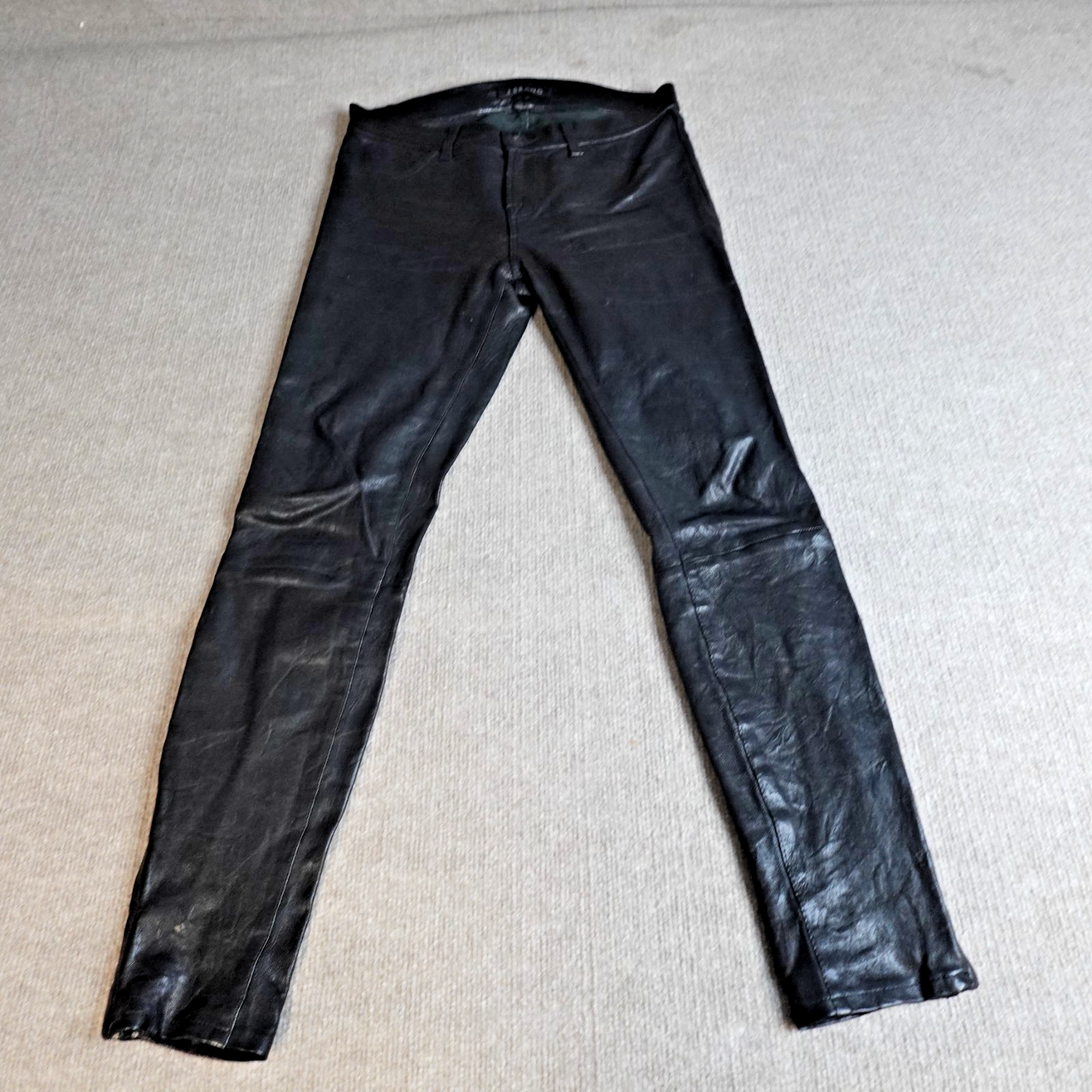 J.Brand Womens Pants 30 Black Lamb Leather Solid Ankle Zips