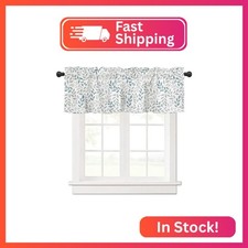 Spring Valance Farmhouse Teal Blue Grey Leaf Curtains Valances for Windows