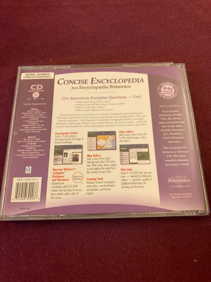 Concise Encyclopedia from Encyclopedia Britannica (CD-ROM, 2004) Win / Mac Foto 2 de 4