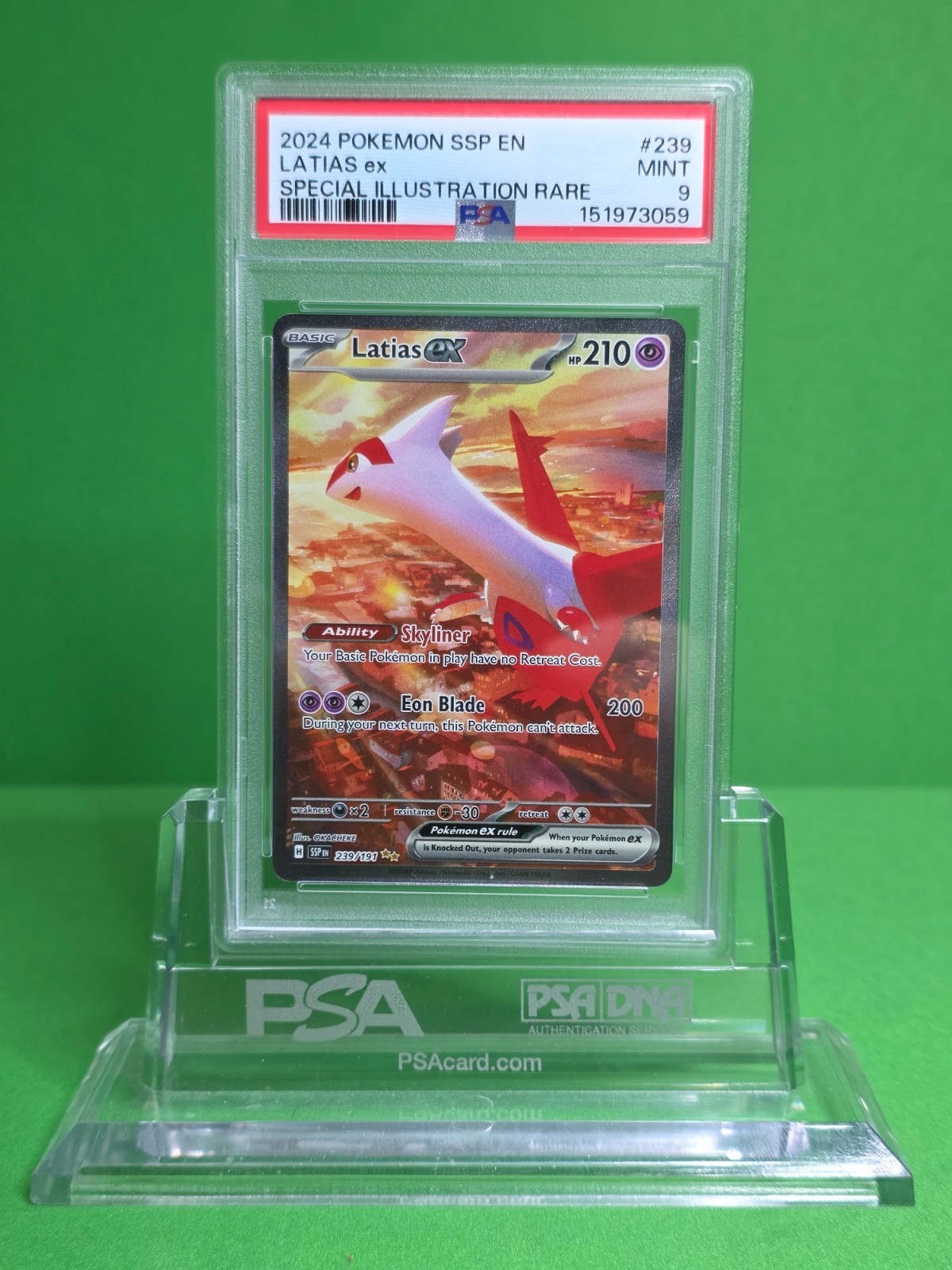 POKEMON 2024 SURGING SPARKS LATIAS EX SPECIAL ILLUSTRATION RARE 239 PSA 9
