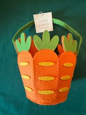BN John Lewis Felt Carrot Bag Basket Handle Easter Hunt Decoration Kids