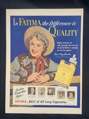 Magazine Ad* - 1951 - Fatima cigarettes - Mrs. Clay Burelen, Jack Webb