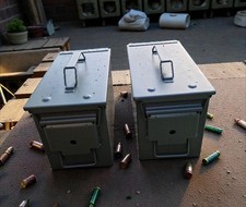 2 x .50 Cal New Metal Ammo Box Military Storage Container  Olive Green Clasp