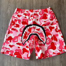 Brand new BAPE ABC Camo Shark Sweat Shorts Pink A Bathing Ape