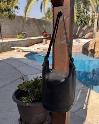 Vintage Coach Bonnie Cashin XL Black Leather Duffle Bucket Bag USA