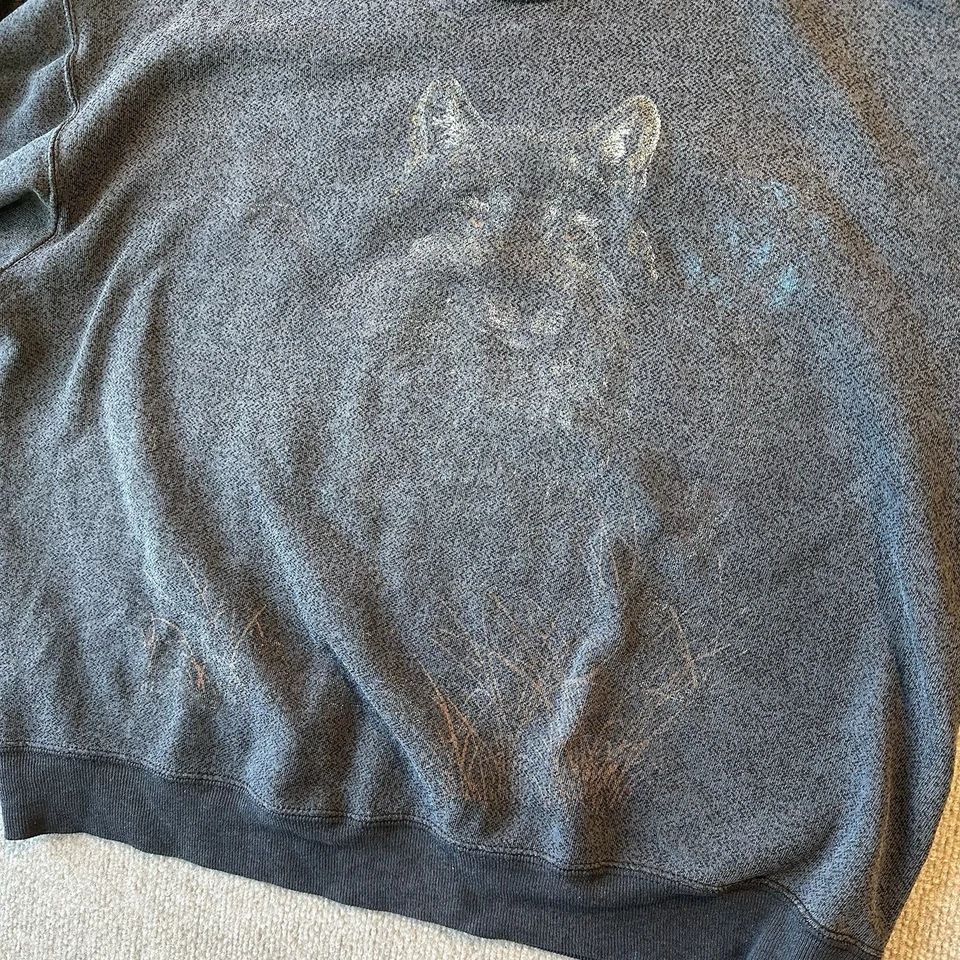 Vintage Faded Wolf Sweatshirt Woman’s Large Black Long Sleeve Nature Logo 90s - Image 2 of 4