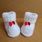 Cute Baby Booties Knit Baby Boots Baby Shower Booties White Size 0-3 Months