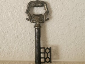 Antique Vintage Lucky Pixie On Toadstool Brass Bottle And Wine Opener Cork Screw