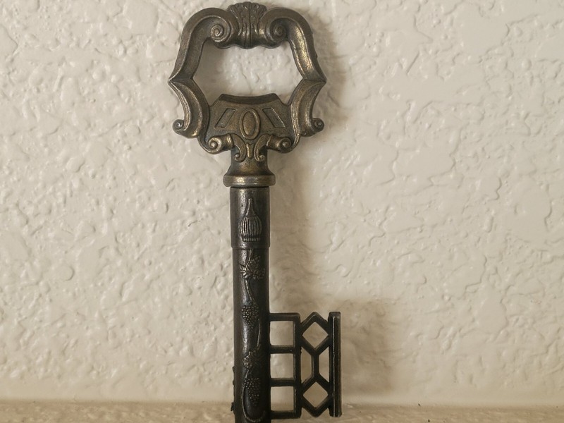 Antique Vintage Lucky Pixie On Toadstool Brass Bottle And Wine Opener Cork Screw
