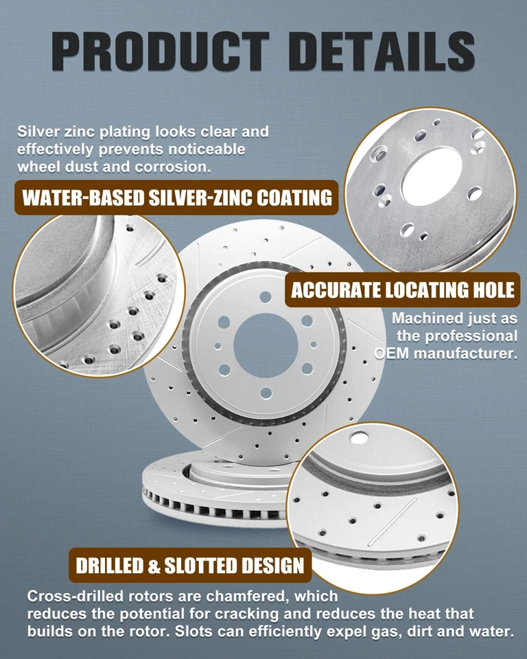 4pc Front & Rear Drilled Brake Rotors for 2016 - 2020 LX570 2008 - 21 Sequoia Foto 3 de 4