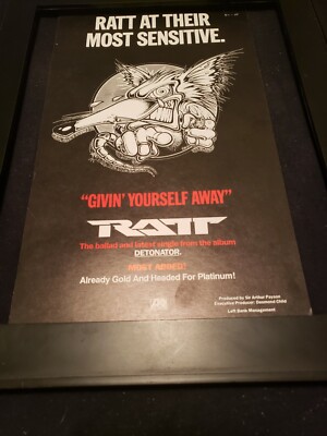 Ratt Givin' Yourself Away Rare Original Radio Promo Poster Ad Framed! #2