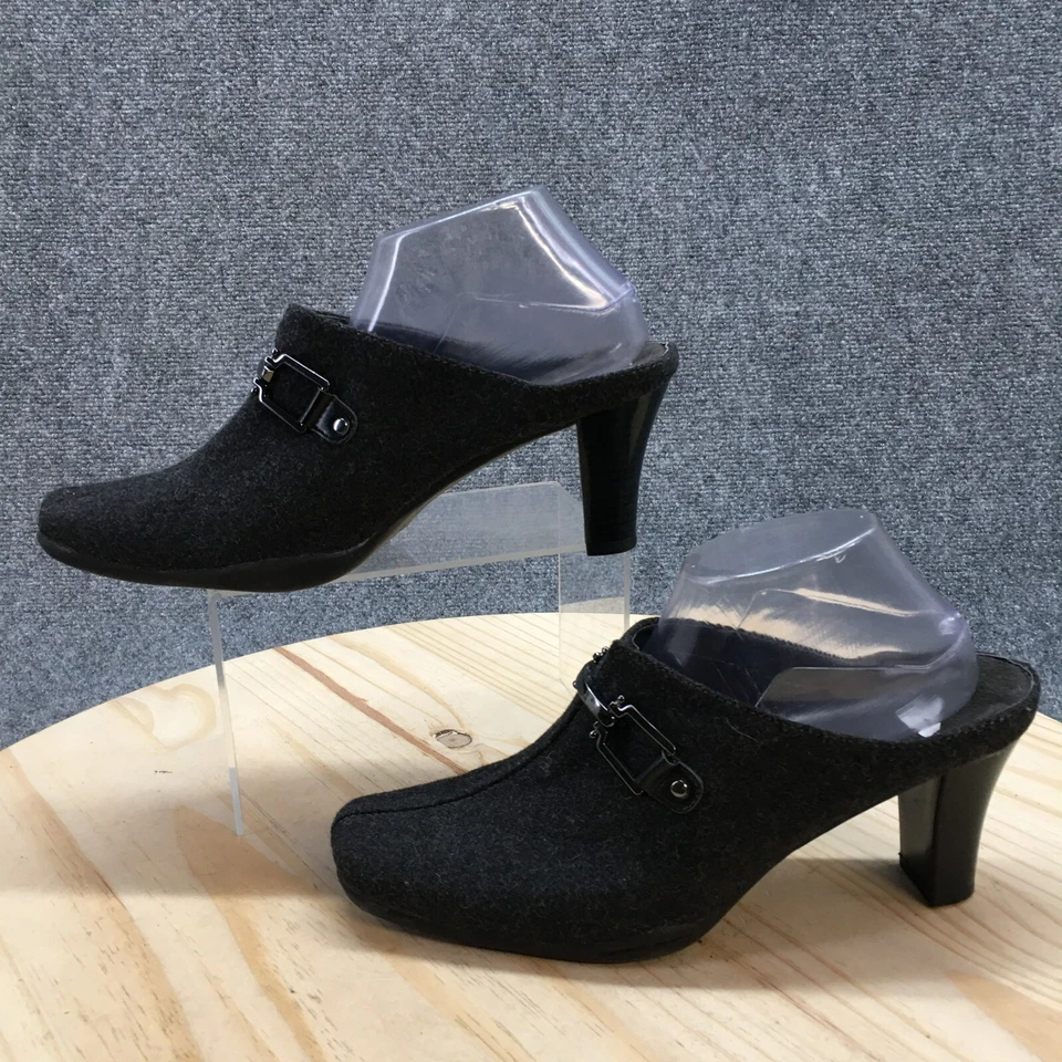 Aerosoles Sandals Womens 10 M Cinsitive Mules Black Fabric Casual Heeled Slip On - Image 2 of 4