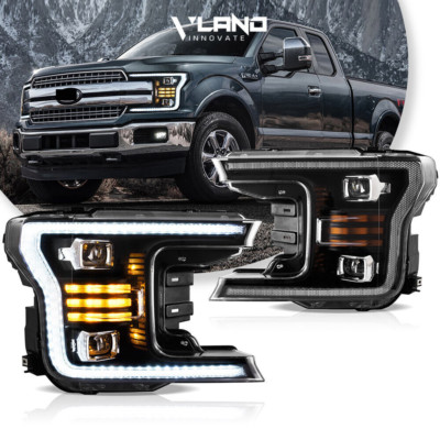 Black VLAND Full LED Headlights For 2018-2020 Ford F150 Front Lamps F-150 DRL