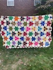 Vintage Handmade Star Crochet Chunky Blanket ...