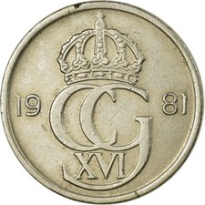 #726171 M&uuml;nze, Schweden, Carl XVI Gustaf, 50 &Ouml;re, 1981, SS, Copper-nickel, KM: