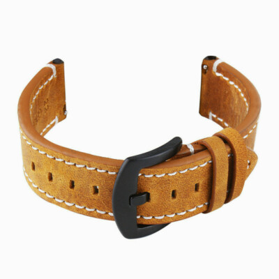 Bracelet Montre Cuir Véritable Vintage Homme - Marron - Largeurs 18/20/22/24mm - Avec Barres Ressort