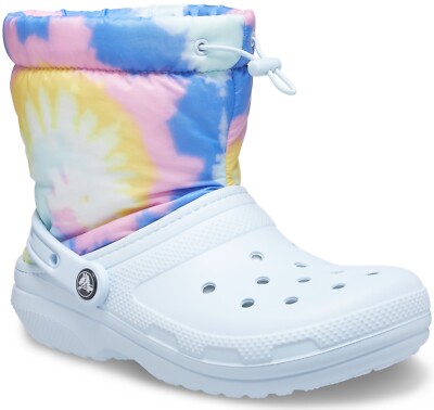 crocs Classic Lined Neo Puff Tie Dye Boot Mineral Blau Croslite