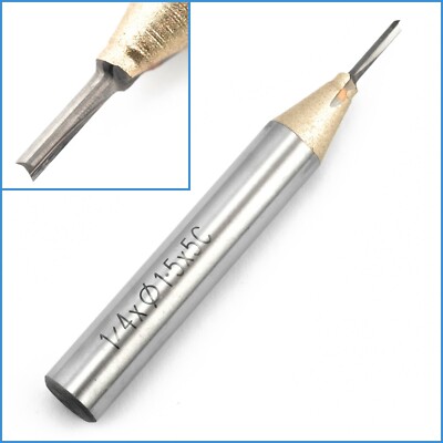 1.5mm x 5mm TCT Straight Router Drill Bit 6.35mm Shank End Mill Hole Tool 