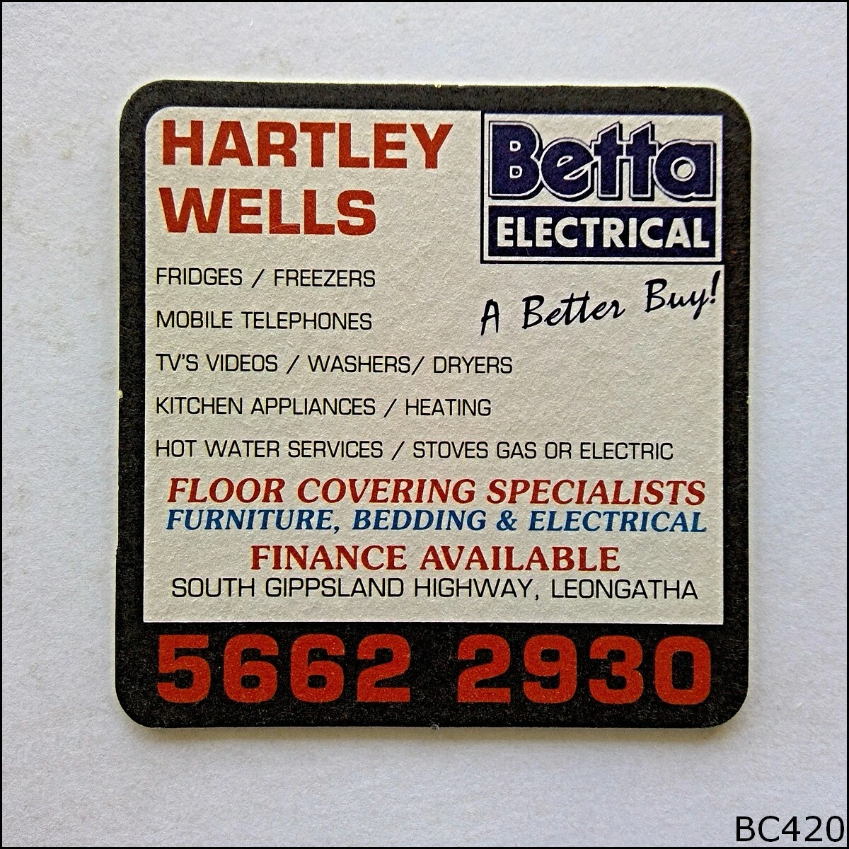 Hartley Wells Betta Electrical Leongatha Coaster B B420 eBay