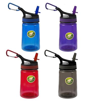 x4 Stück 350ml Wasserflasche mit Karabiner 4 Farben
