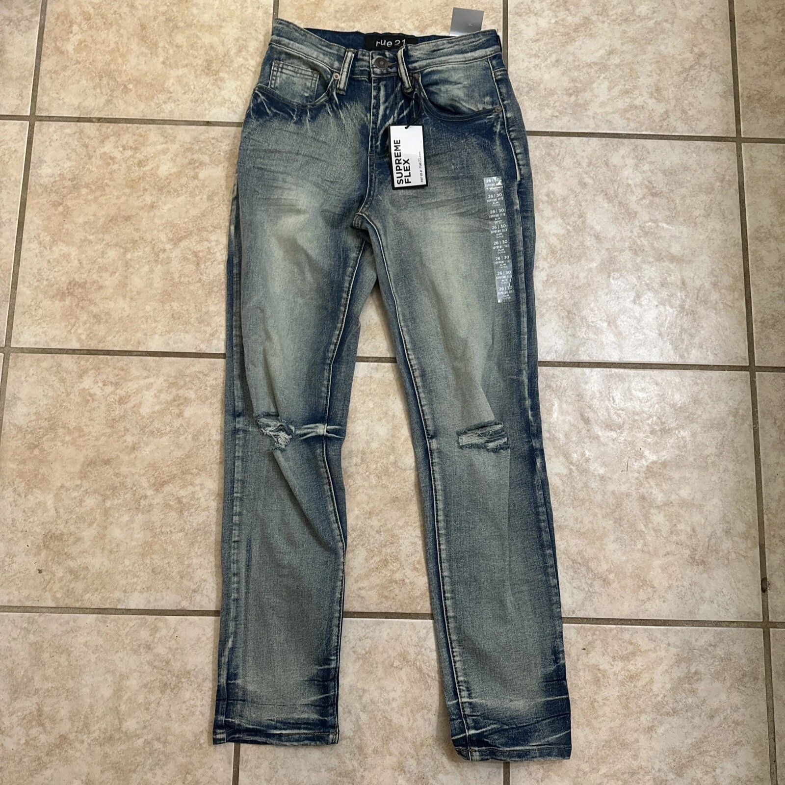 Jeans coniques slim Rue21 homme Supreme Flex denim bleu mince 26x30   neuf