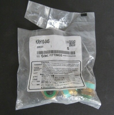 (BAG OF 3 NEW) SMC KR Flame Resistant Pneumatic Fittings 10mm (KRC41) KRH10-04S
