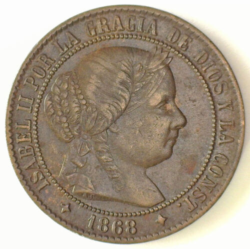 SPAIN 1868 OM 2½ CENTIMOS (4 POINT STAR JUBIA MINT) XF - Picture 1 of 2