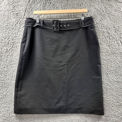 New Katies Womens Pencil Skirt Size 16 Black Knee Length Belt