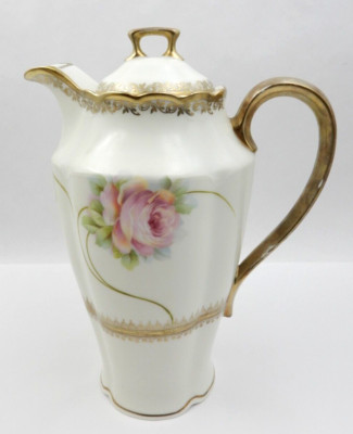VINTAGE PRINCE REGENT PINK ROSE GOLD TRIM CHOCOLATE POT, MADE IN GERMANY