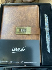 WEMATE Diary with Lock, A5 PU Leather Journal with Lock 240 Pages Brown  Pen