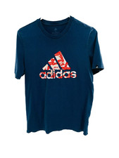 Adidas T Shirt Big Logo Navy Blue Graphic Men's SZ S