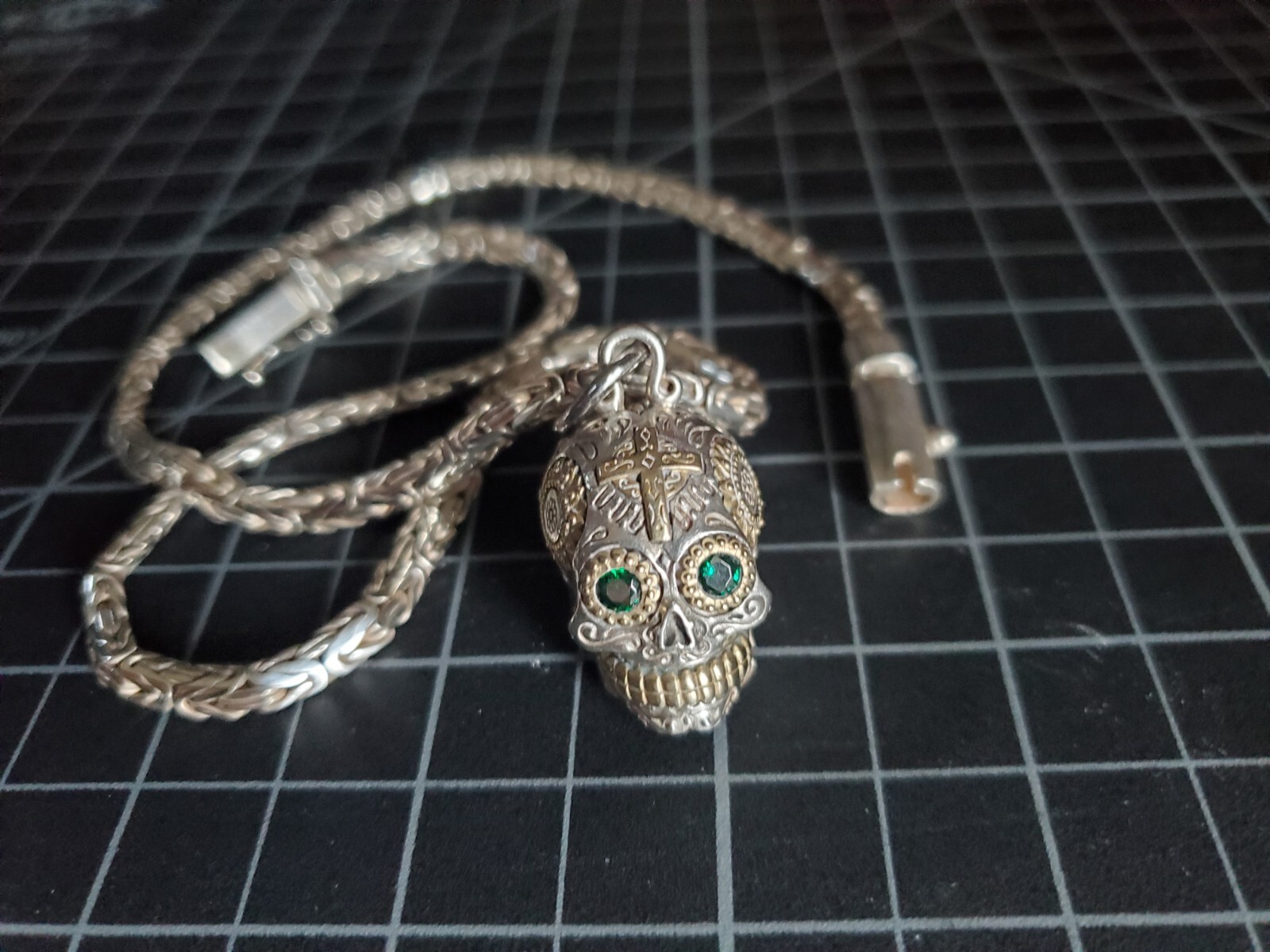Sterling Silver 925 Skull Pendant And Sterling Silver - Gem
