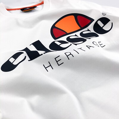 Ellesse T-Shirt Men's Crew Neck Regular Fit White Heritage Logo
