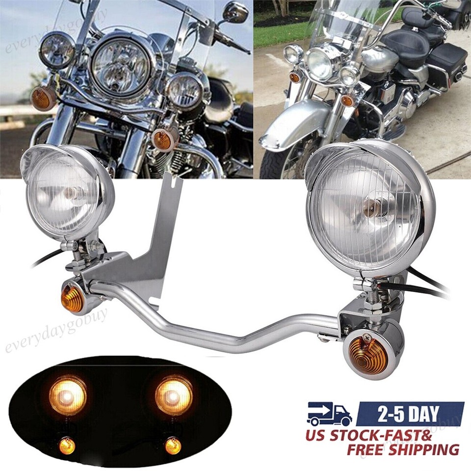 Passing Turn Signal Spot Light Bar Mount Bracket For Harley Road King ...