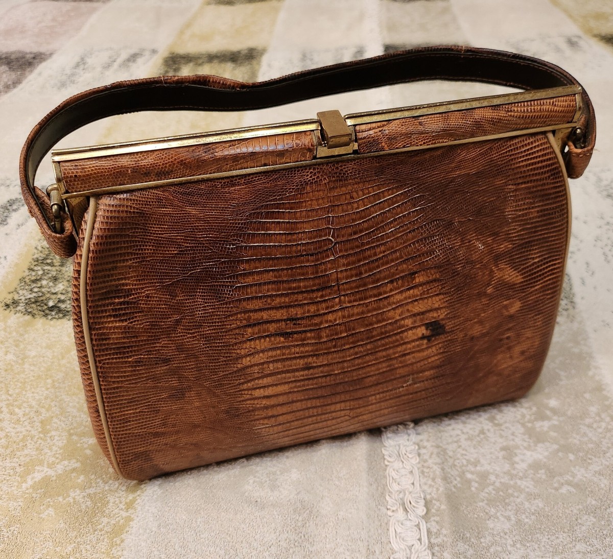 バッグ leather lizard mini one shoulder bag Gucci Blue Lizard Mini Shoulder Bag – Treasures of NYC