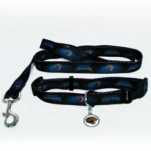 JACKSONVILLE JAGUARS DOG PET SET DOG COLLAR LEASH ID TAG SMALL - Picture 1 of 1