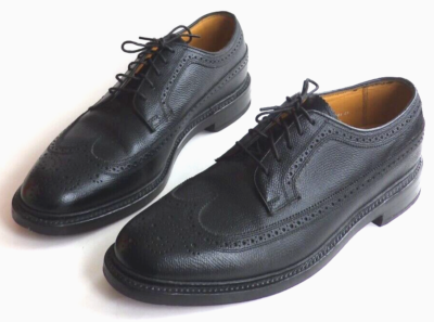 Vtg Florsheim Imperial Black Leather Longwing Wing Tip Dress 