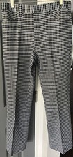 Vintage 60's  70's Navy Blue Gray Plaid Flare Pants - Haggar Slacks