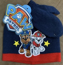 PAW PATROL TODDLER HAT  MITTENS SET NICKELODEON NAVY WARM SUPER CUTE 