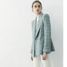 NWT Zara Textured Blazer Jacket Double Breasted Tweed Size XL