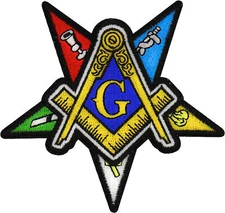 Eastern Star with Free Mason Symbol Patch - 4x4 inch - P7688