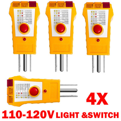 4x 3pin Outlet Tester For Grounding Products For GFCI Electrical AC110V-120V
