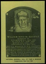 Bill McKechnie Rare 1981-89 Hall of Fame Plaque Metallic Card Pittsburgh Pirates