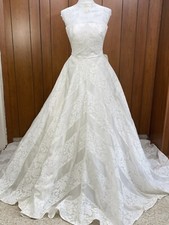 Carolina Herrera Bridal Hudson Lace Overlay Open-Back Silk Ballgown size 8