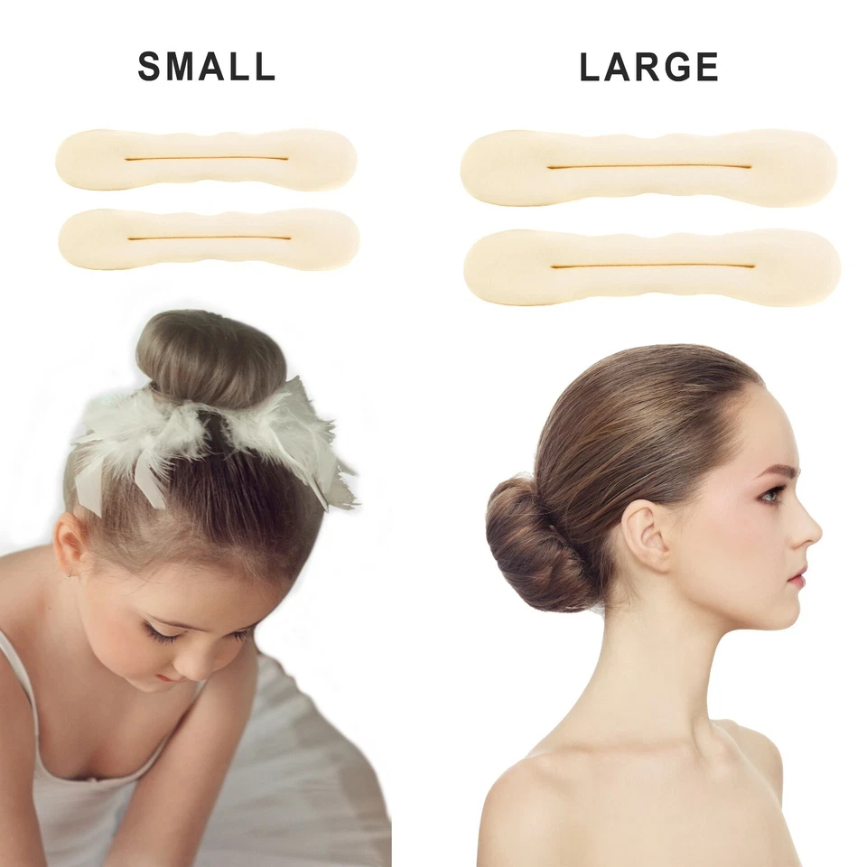4pcs Beige Magic Foam Sponge Bun Maker Hair Donut Ponytail Clip Twist Sock Bun - Image 2 of 4
