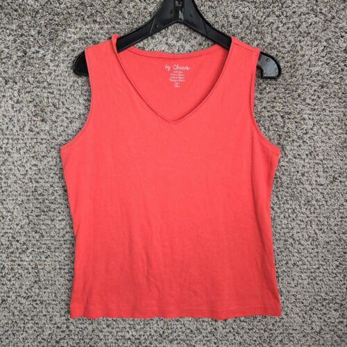 Chicos Top Damen 2 US Large Koralle Ärmellos Tank Baumwolle Freizeit V-Ausschnitt Damen