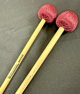 Innovative Percussion RFS320 Soft Vibe Mallets, Rattan, Burgundy Cord-NEAR MINT