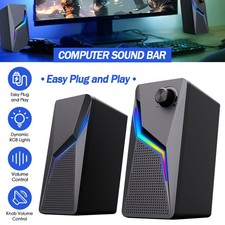PC LAUTSPRECHER USB BETRIEBENE BOXEN MIT SUBWOOFER FÜR LAPTOP COMPUTER BASS RGB
