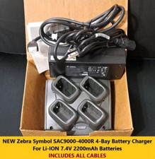 NEW Zebra Symbol SAC9000-4000R 4-Bay Li-ION Battery Charger w/ All Cables